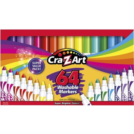 Cra-Z-Art Markers, Broadline, Washable, 64 Colors, 4BX, AST CZA013424